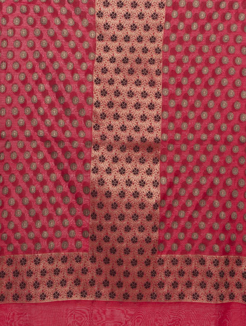 maroon chanderi banarasi dupatta - 15343533 - Zoom Image - 2