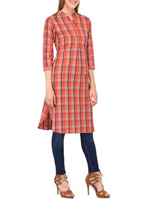 Checkered button up neck tunic - 15343855 - Standard Image - 2