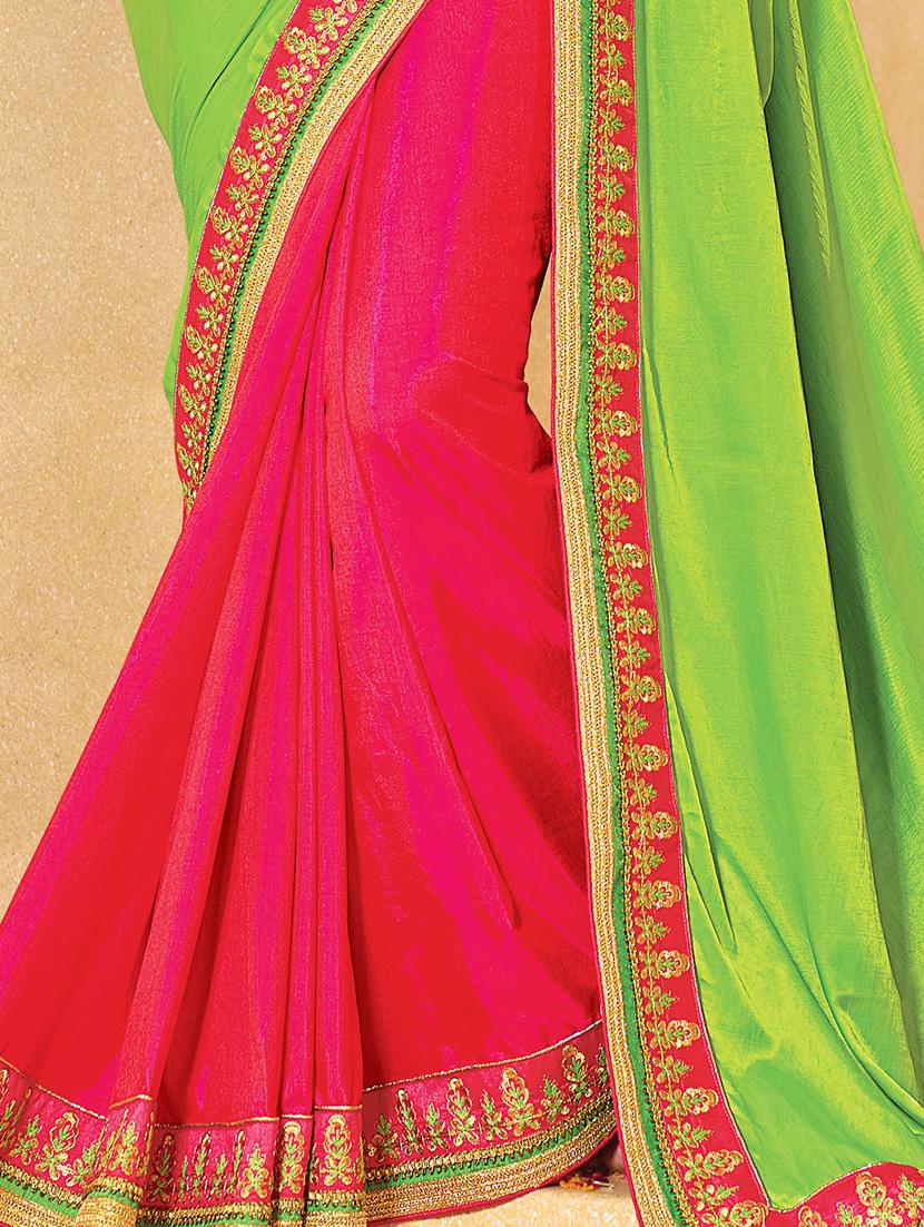 lace border half & half saree with blouse - 15344264 - Zoom Image - 2