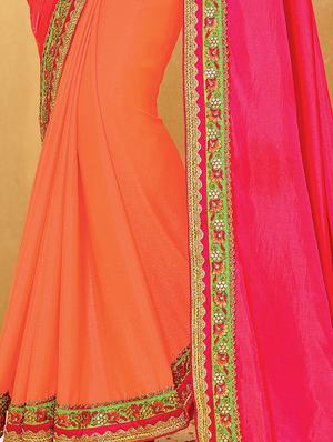 lace border half & half saree with blouse - 15344270 - Standard Image - 2
