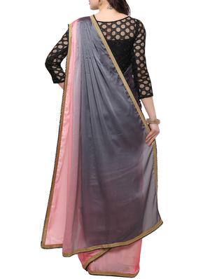 pink ombre fusion saree with blouse - 15344469 - Standard Image - 2