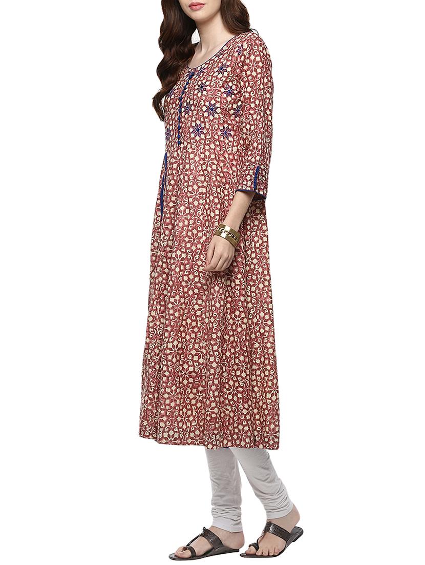 a-line printed kurta - 15344505 - Zoom Image - 2
