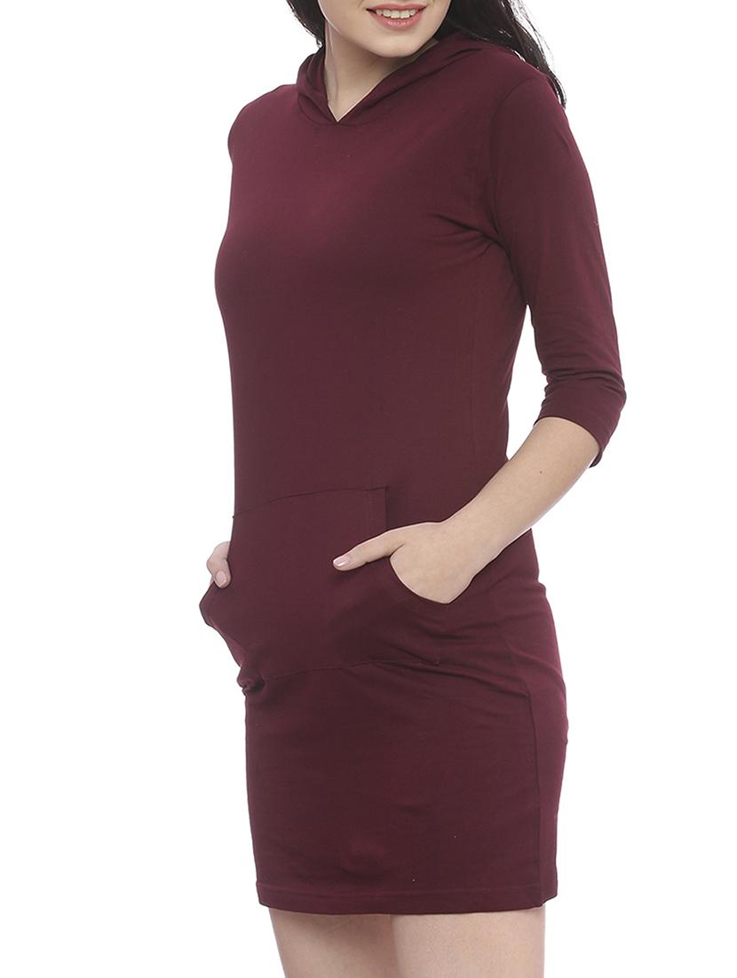 front pocket hooded sheath dress - 15345248 - Zoom Image - 2
