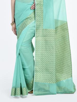 paisley zari border handloom saree with blouse - 15345636 - Standard Image - 2