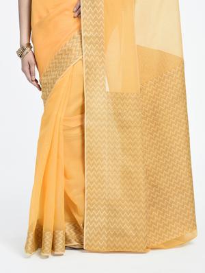 chevron zari border handloom saree with blouse - 15345638 - Standard Image - 2
