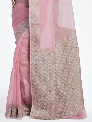 paisley zari border handloom saree with blouse - 15345640 - Standard Image - 2