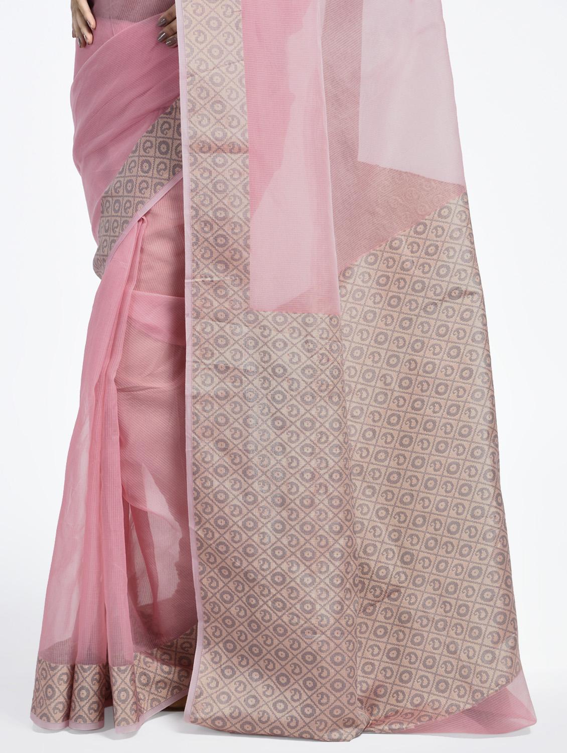 paisley zari border handloom saree with blouse - 15345640 - Zoom Image - 2