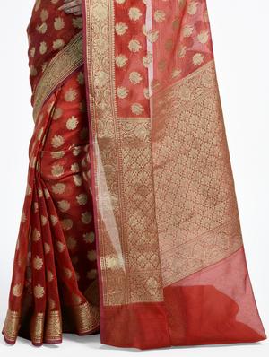 Paisley Zari Banarasi Saree with blouse - 15345644 - Standard Image - 2