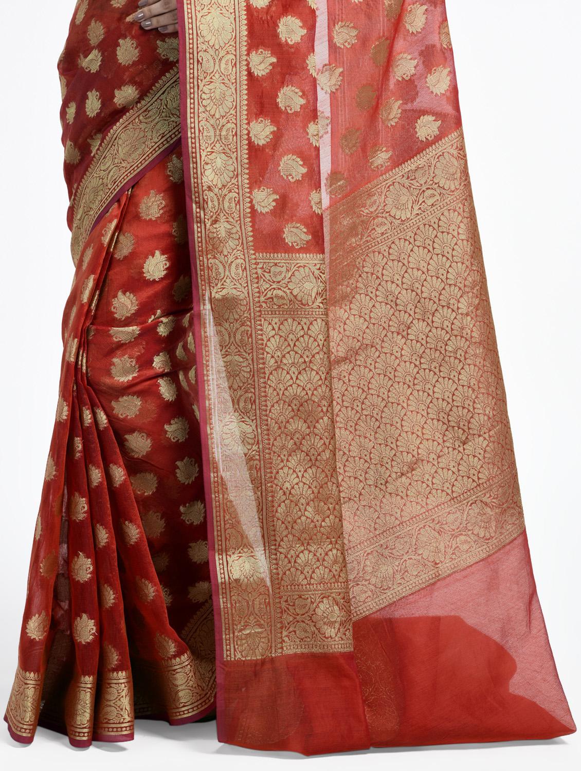 Paisley Zari Banarasi Saree with blouse - 15345644 - Zoom Image - 2