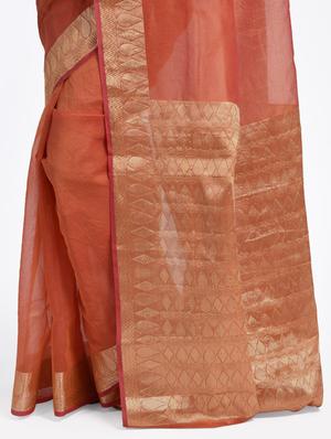 geometrical zari border handloom saree with blouse - 15345655 - Standard Image - 2