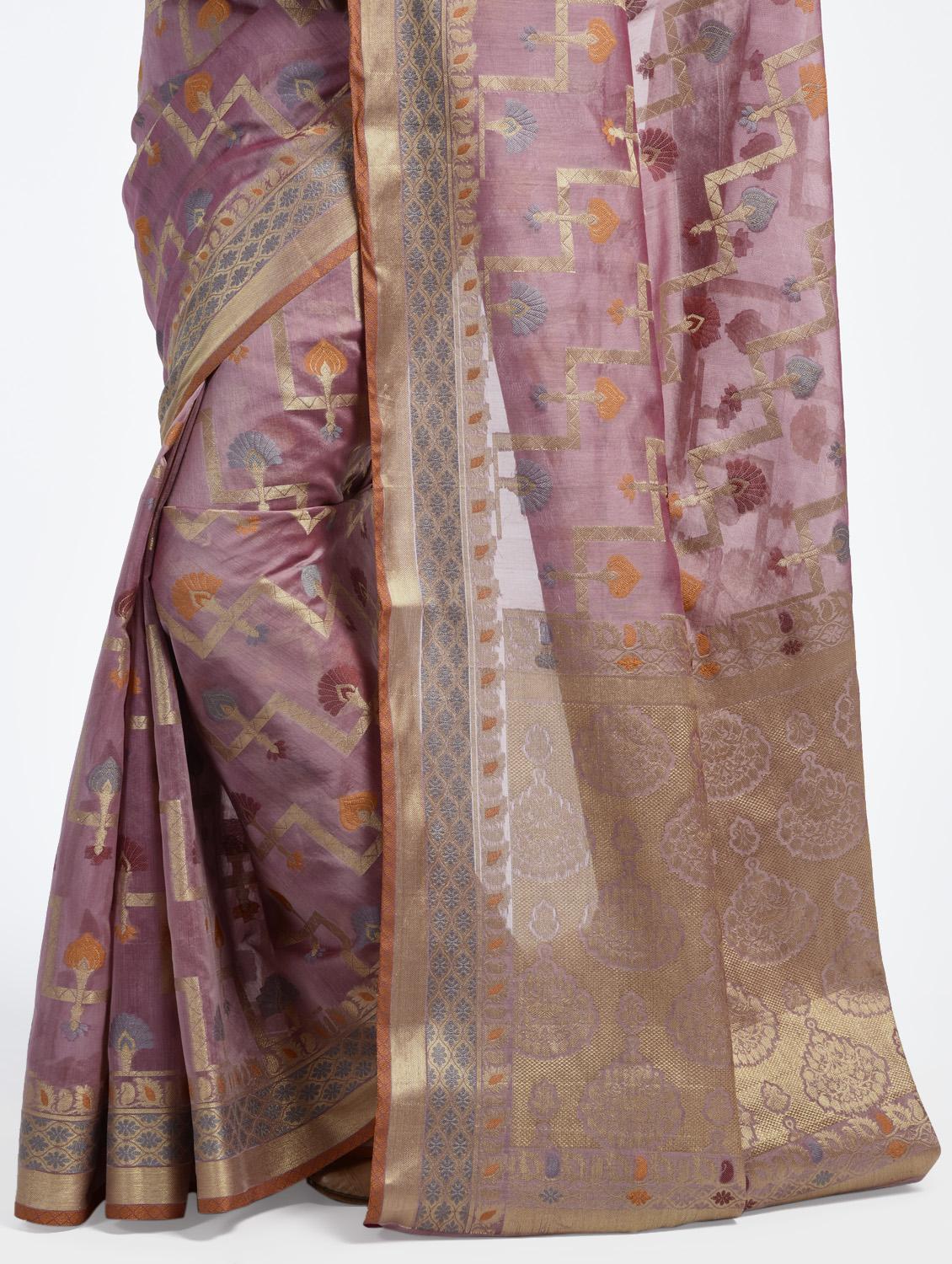floral zari banarasi saree with blouse - 15345659 - Zoom Image - 2