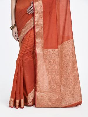 geometrical zari border handloom saree with blouse - 15345676 - Standard Image - 2