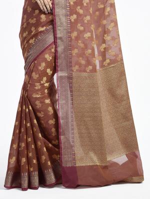 Floral Motif Banarasi Saree with blouse - 15345680 - Standard Image - 2