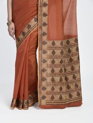 geometrical zari border handloom saree with blouse - 15345687 - Standard Image - 2