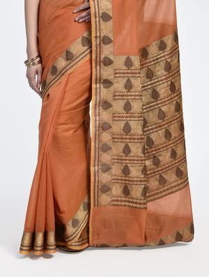 contrast zari border handloom saree with blouse - 15345689 - Standard Image - 2