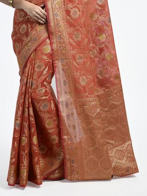 Floral Motif Banarasi Saree with blouse - 15345700 - Standard Image - 2