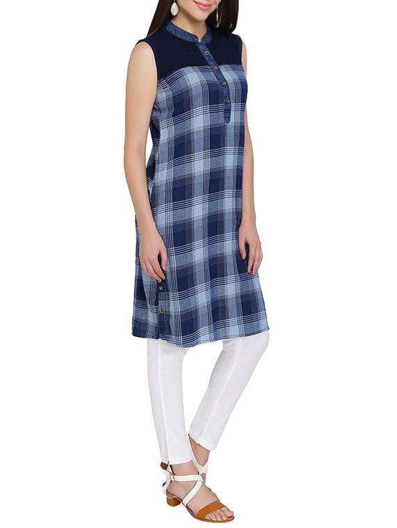 checkered straight kurta - 15345721 - Zoom Image - 2
