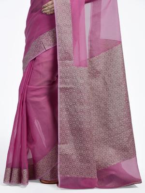 paisley zari border handloom saree with blouse - 15345754 - Standard Image - 2