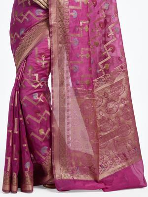 geometrical zari motif banarasi saree with blouse - 15345760 - Standard Image - 2