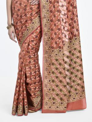 floral Zari motif Banarasi Saree with blouse - 15345766 - Standard Image - 2