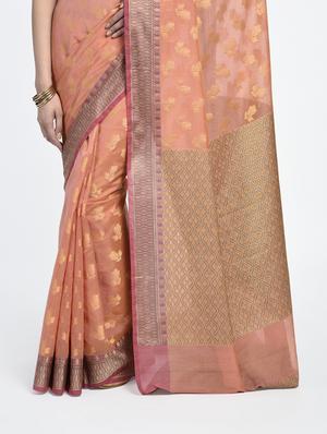 floral zari motif Banarasi Saree with blouse - 15345771 - Standard Image - 2