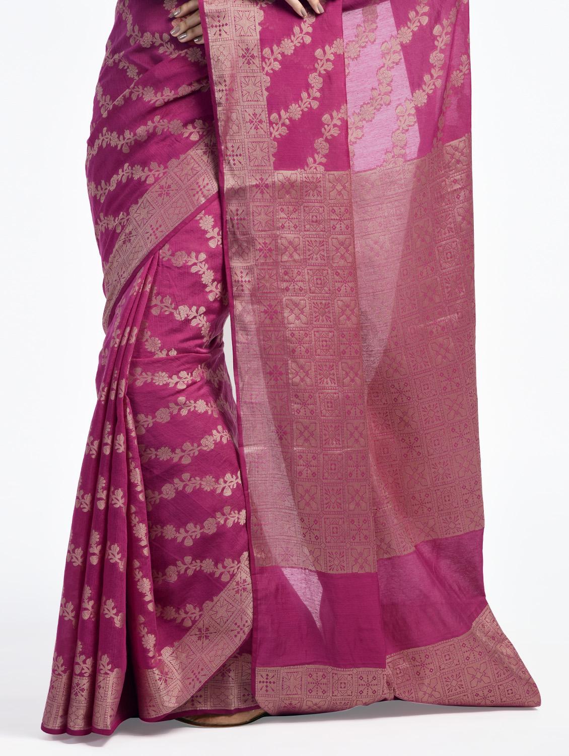 Zari Work Banarasi Saree with blouse - 15345778 - Zoom Image - 2