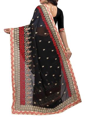 resham & zari embroidery work saree with blouse - 15345830 - Standard Image - 2