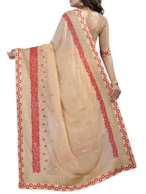 resham & zari embroidery work saree with blouse - 15345835 - Standard Image - 2