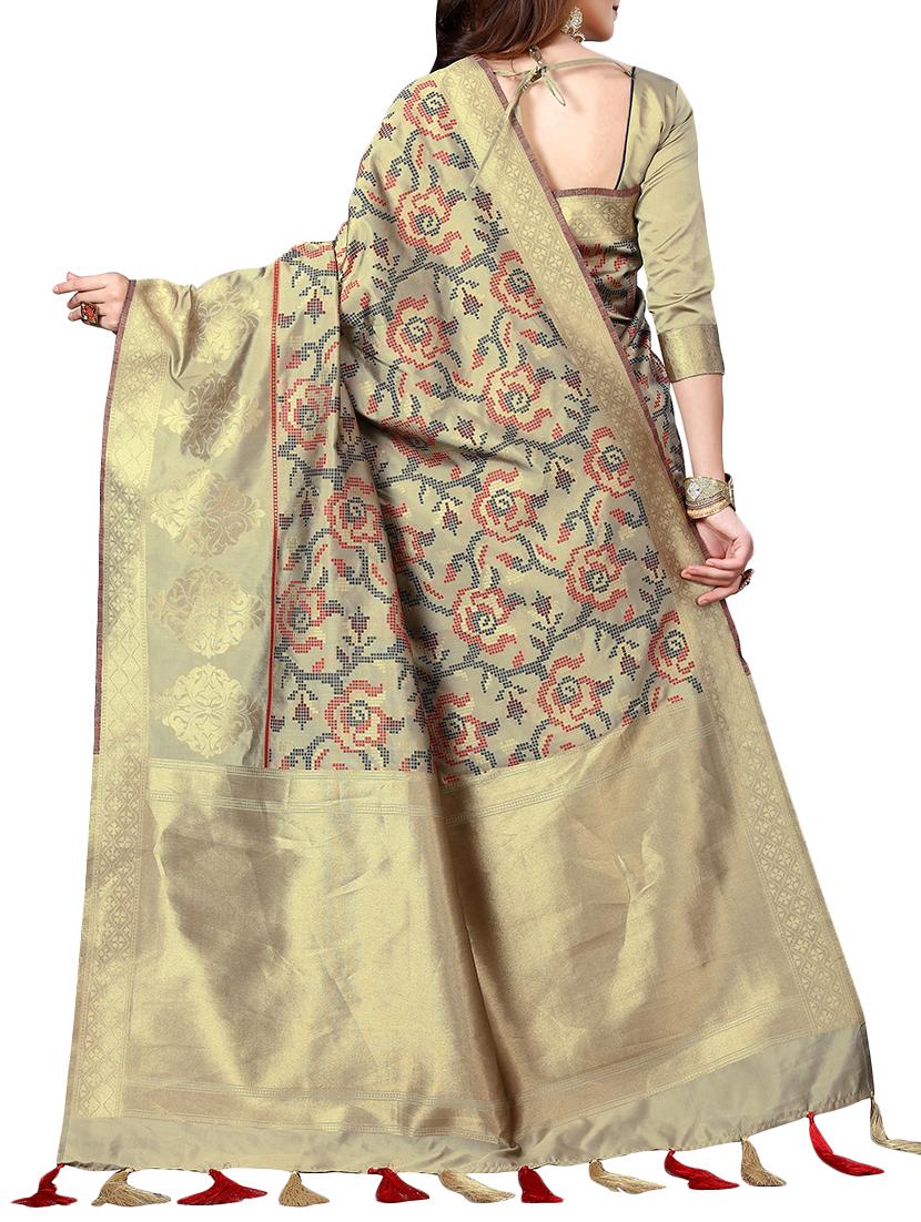 zari woven banarasi silk saree with blouse - 15345837 - Zoom Image - 2