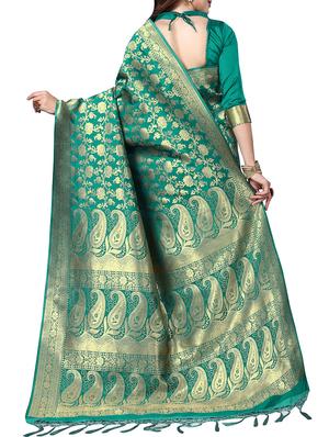 zari woven banarasi silk saree with blouse - 15345839 - Standard Image - 2