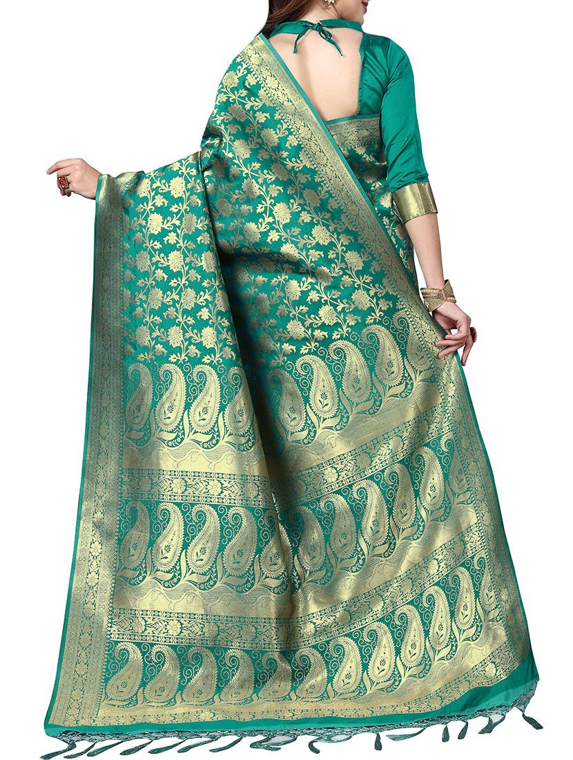 zari woven banarasi silk saree with blouse - 15345839 - Zoom Image - 2