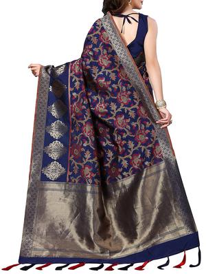 zari woven banarasi silk saree with blouse - 15345843 - Standard Image - 2