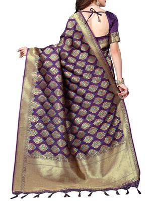 zari woven banarasi silk saree with blouse - 15345844 - Standard Image - 2
