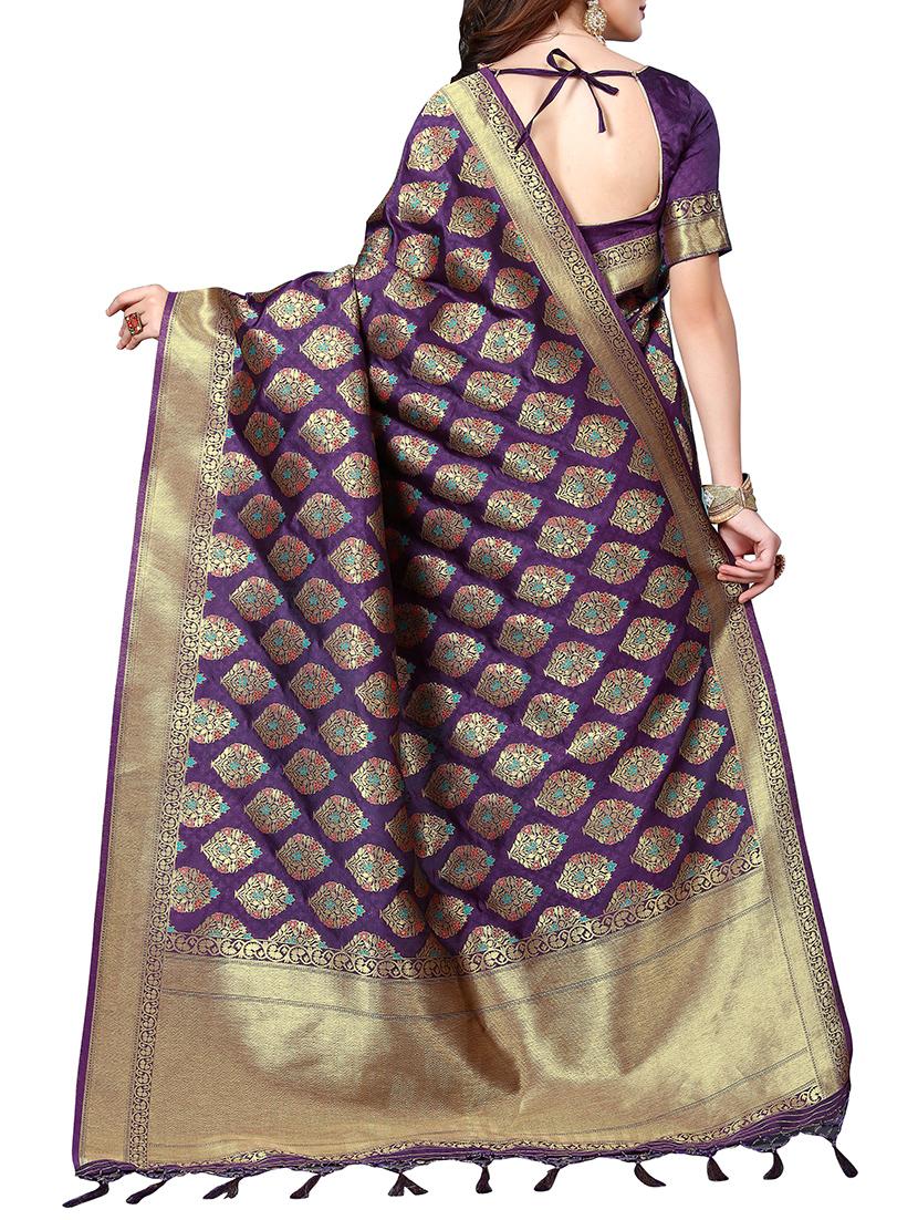 zari woven banarasi silk saree with blouse - 15345844 - Zoom Image - 2