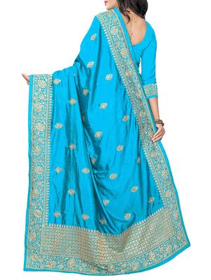 zari embroidery work saree with blouse - 15345848 - Standard Image - 2
