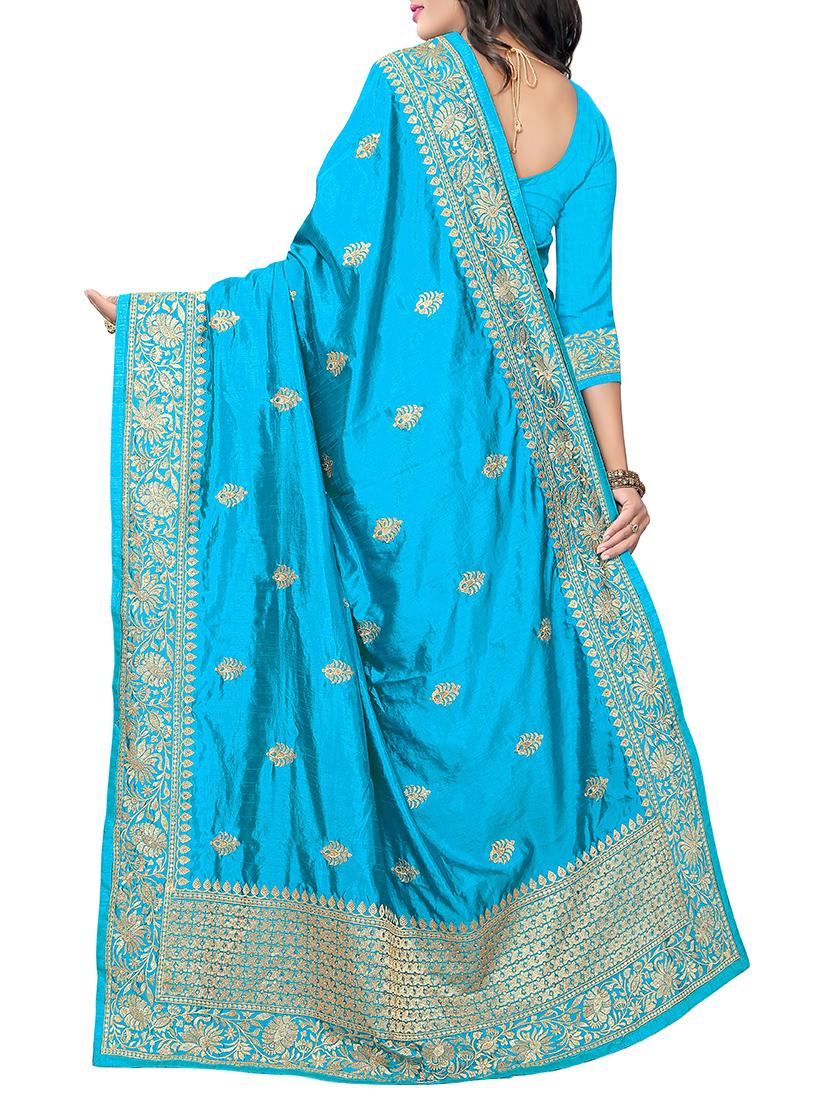 zari embroidery work saree with blouse - 15345848 - Zoom Image - 2