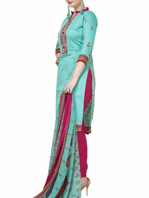 Embroidered unstitched churidaar suit - 15345885 - Standard Image - 2