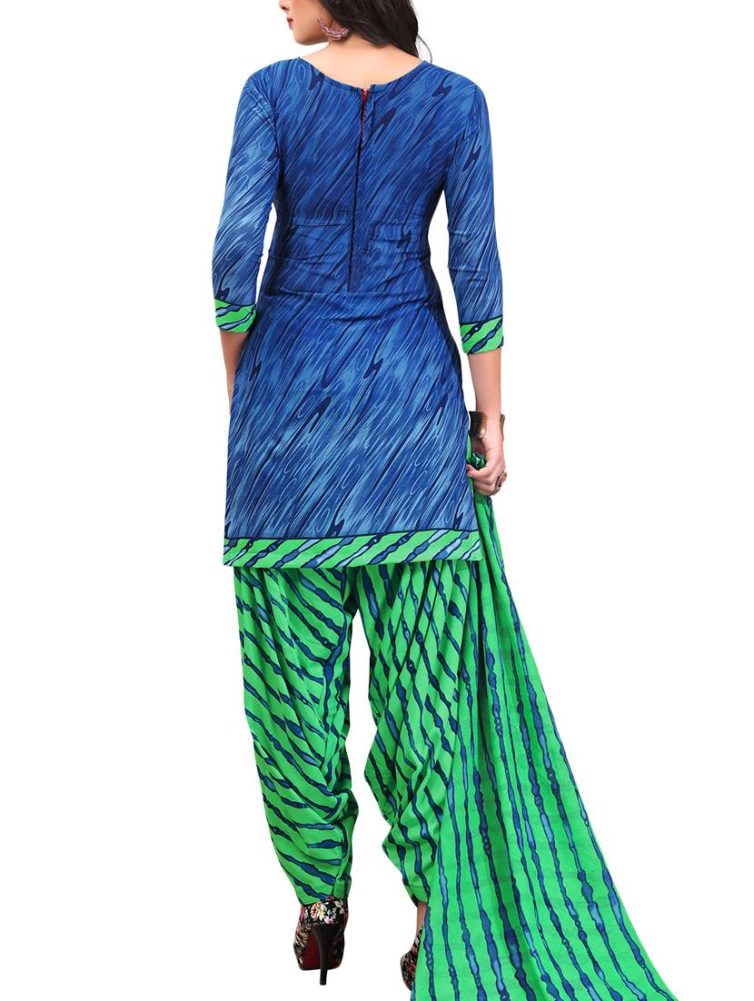 Leheriya print unstitched salwar suit - 15346594 - Zoom Image - 2