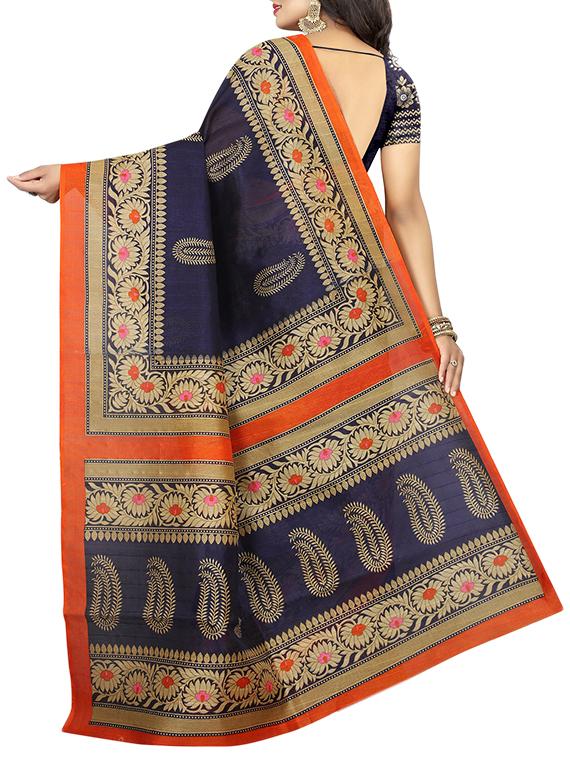 Paisley bhagalpuri saree with blouse - 15346721 - Zoom Image - 2