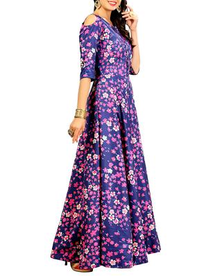 blue silk flared gown - 15346873 - Standard Image - 2