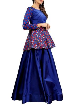 blue silk flared gown - 15346876 - Standard Image - 2
