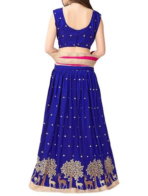 blue silk aline lehenga - 15346932 - Standard Image - 2