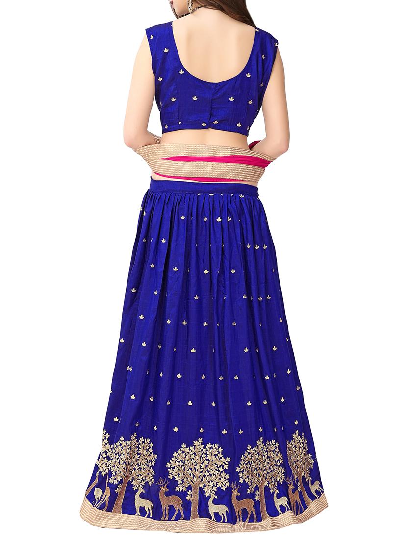 blue silk aline lehenga - 15346932 - Zoom Image - 2