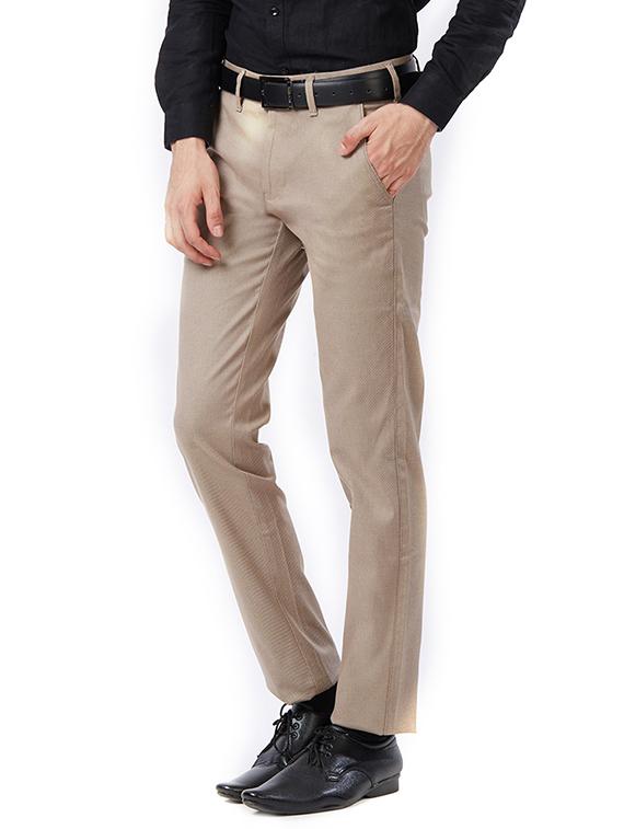 beige cotton flat front formal trouser - 15347304 - Zoom Image - 2