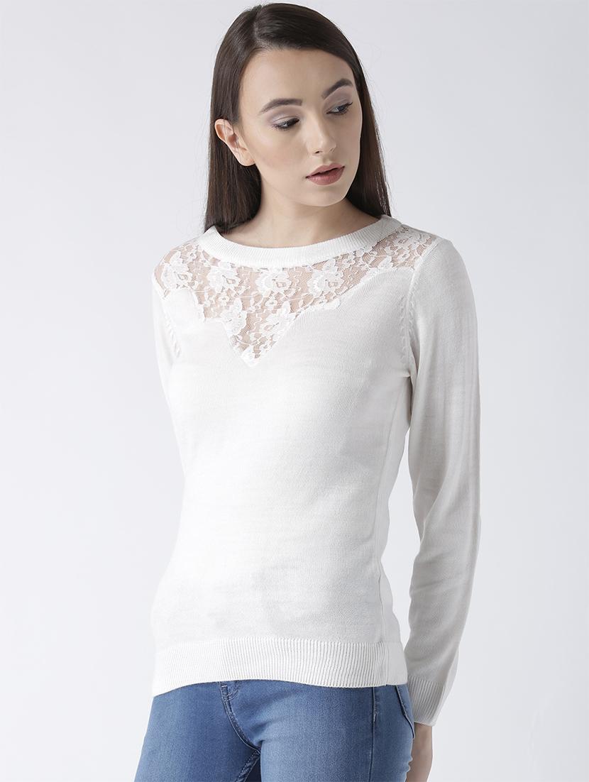 ribbed hem laced pullover - 15347348 - Zoom Image - 2