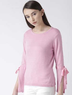 tie-knot sleeve solid pullover - 15347359 - Standard Image - 2