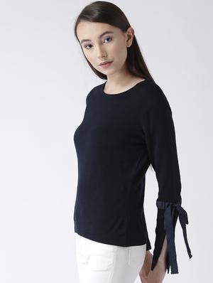 tie-knot sleeve solid pullover - 15347360 - Standard Image - 2