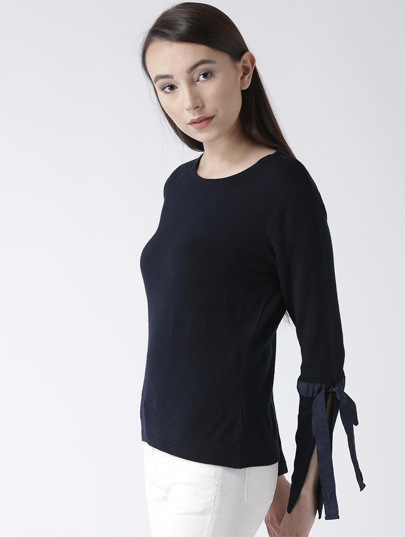 tie-knot sleeve solid pullover - 15347360 - Zoom Image - 2
