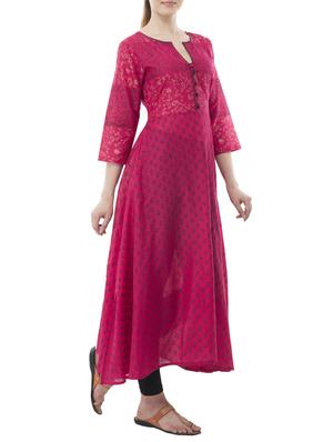 pink cotton anarkali kurta - 15347379 - Standard Image - 2