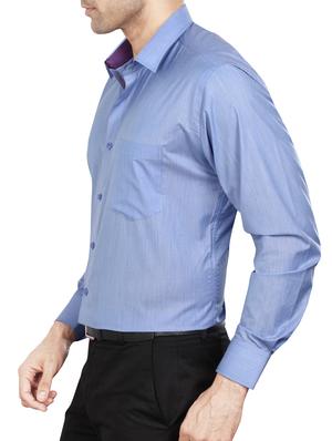 blue polyester blend formal shirt - 15348001 - Standard Image - 2